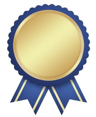 Blue ribbon icon symbolizing top prize