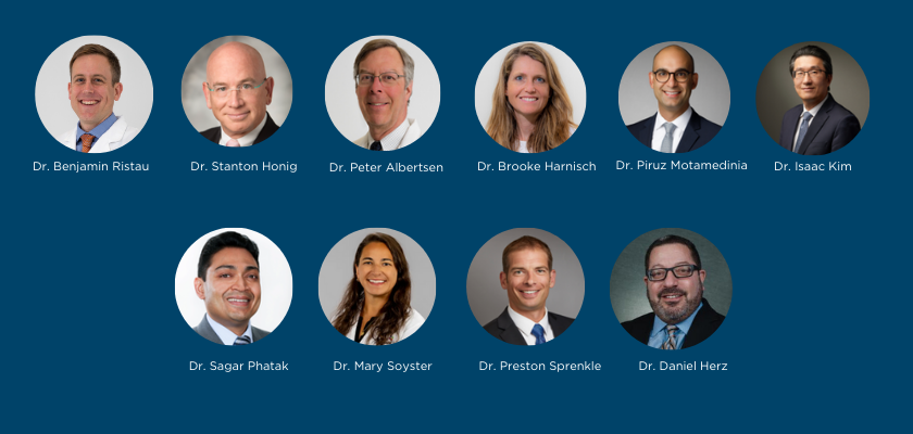 Speakers for the upcoming New England Student Urology Symposium displayed with their photos and names that are also listed in the agenda too.